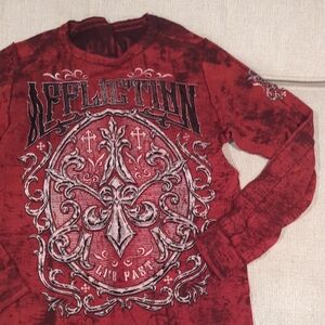 Affliction Kids Long Sleeve Red and Black Tee